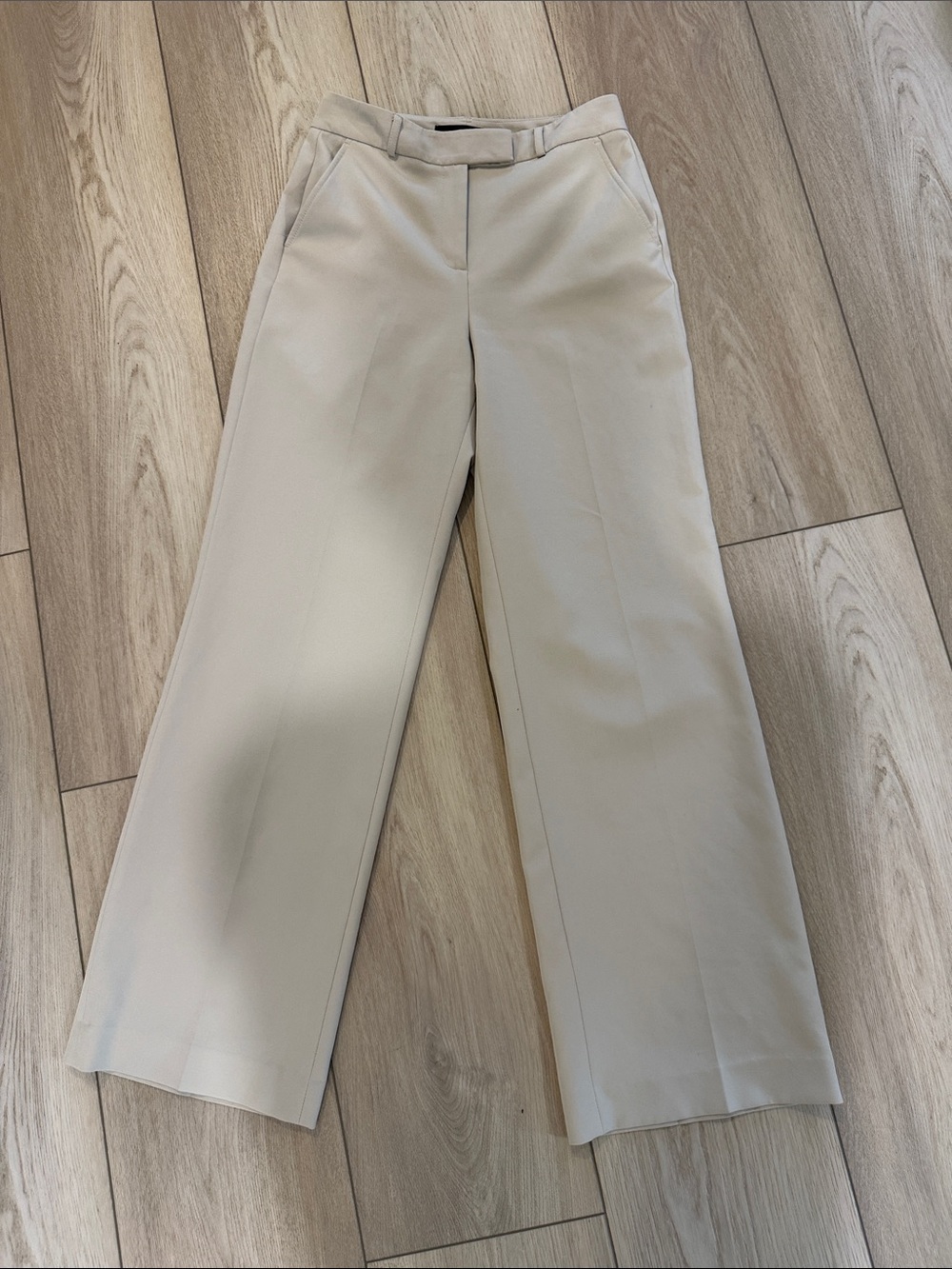 White House Black Market Cream Wide-Leg Dress Pants